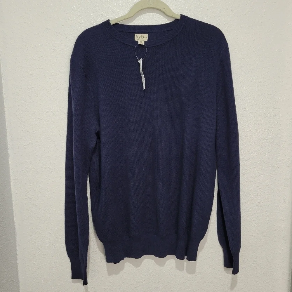 J Crew Cotton piqué-stitch crewneck sweater, NWT,  Sz XL